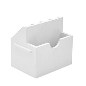 Wooden Utensil Holder, Silverware Caddy for Kitchen (7 x 5.5 x 6.6 In, White)