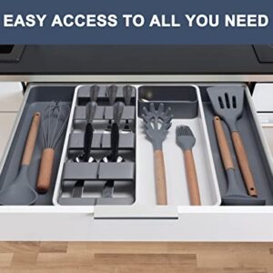 Kitchen Drawer Organizer, Silverware Flatware Organizer, Large Expandable Cutlery Organizer & Knife Drawer Organizer, Kitchen Utensil Drawer Organizer