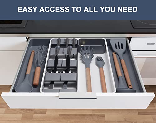 Kitchen Drawer Organizer, Silverware Flatware Organizer, Large Expandable Cutlery Organizer & Knife Drawer Organizer, Kitchen Utensil Drawer Organizer