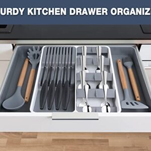 Kitchen Drawer Organizer, Silverware Flatware Organizer, Large Expandable Cutlery Organizer & Knife Drawer Organizer, Kitchen Utensil Drawer Organizer