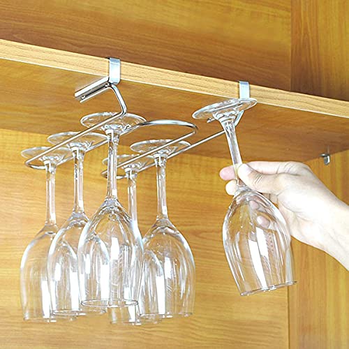 Wine Glass Rack- Stemware Holder Wine Champagne Glass Holder 2 Slots Adjustable Wine Glass Rack, Useful Under Cabinet Stemware Rack Hold up to 6 to 8 Wine Glasses