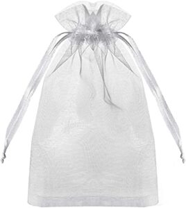 100pcs premium sheer organza bags, white wedding favor bags with drawstring, 4×6 inches jewelry gift bags for party, jewelry, festival, makeup organza favor bags,net gift bags,drawstring goody bags