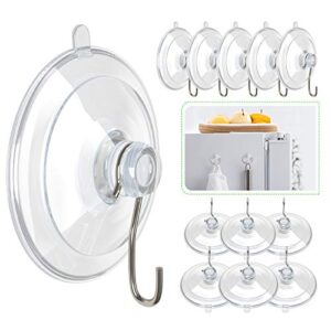 hangerspace suction cup hooks, 1.77 inches clear pvc suction cups with metal hooks removable small suction cups for kitchen bathroom shower wall window glass door – 12 packs
