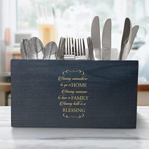 engraved home quotes utensil holder with compartments, best customized utensil holder for kitchen & dining table, premium caddy stand for kitchen