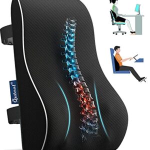 Lumbar Support Pillow for Office Chair Back Support Pillow for Car, Computer, Gaming Chair, Recliner Memory Foam Back Cushion for Back Pain Relief Improve Posture, Mesh Cover Double Adjustable Straps