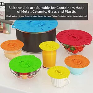 7 Pack Silicone Lids, Microwave Splatter Cover, 5 Sizes Reusable Heat Resistant Food Suction Lids fits Cups, Bowls, Plates, Pots, Pans, Skillets, Stove Top, Oven, Fridge BPA Free,Mothers Day Gifts
