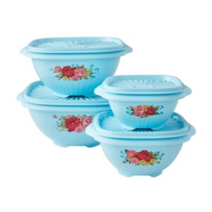 pioneer woman 8 piece food storage bowl set – sweet rose blue