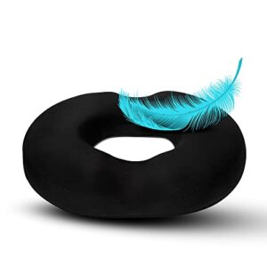 Donut Pillow Seat Cushion Orthopedic Design| Tailbone & Coccyx Memory Foam Pillow | Relieve Pain and Pressure for Hemorrhoid, Pregnancy Post Natal, Surgery, Sciatica (Black)