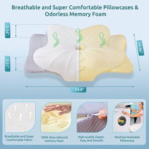 DONAMA Cervical Pillow for Neck Pain Relief,Contour Memory Foam Pillow,Ergonomic Orthopedic Neck Support Pillow for Side,Back and Stomach Sleepers with Breathable Pillowcase-Light Grey