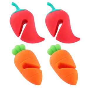 cabilock 4pcs spill- proof lid lifter silicone lid lifts carrot chili kitchen pot lid holders lid stand heat resistant holder keep the lid open