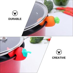 Cabilock 4Pcs Spill- proof Lid Lifter Silicone Lid Lifts Carrot Chili Kitchen Pot Lid Holders Lid Stand Heat Resistant Holder Keep The Lid Open