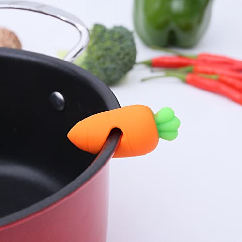 Cabilock 4Pcs Spill- proof Lid Lifter Silicone Lid Lifts Carrot Chili Kitchen Pot Lid Holders Lid Stand Heat Resistant Holder Keep The Lid Open