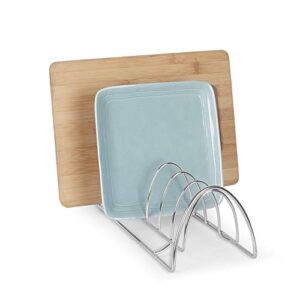 Spectrum Diversified St. Louis Kitchen Lid Holder Organizer for Plates, Cutting Boards Bakeware, Cooling Racks, Pots & Pans, Serving Trays, and Reusable Containers, Chrome