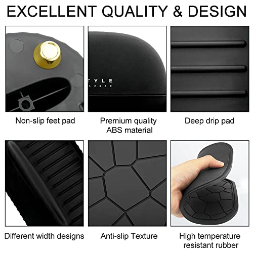 2pcs With Dish Mat Stove Top Anti Slip Spoon Rest Countertop Pot Lid Holder Set Cool Kitchen Gadget Keeps Countertops Clean (Black)