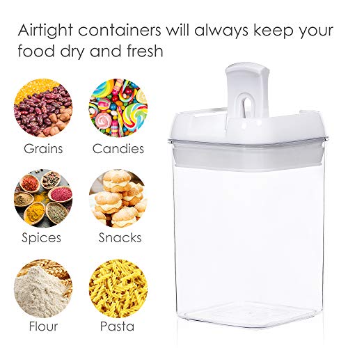 Vtopmart Airtight Food Storage Containers, 7 Pieces BPA Free Plastic Cereal Containers with Easy Lock Lids, for Kitchen Pantry Organization and Storage, Include 24 Labels