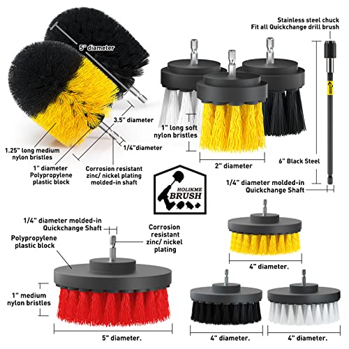 Holikme 22Piece Drill Brush Attachments Set, Scrub Pads & Sponge, Buffing Pads, Power Scrubber Brush with Extend Long Attachment, Car Polishing Pad Kit