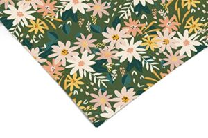 green floral meadow contact paper | shelf liner | drawer liner | peel and stick paper 666 18in x 72in (6ft)