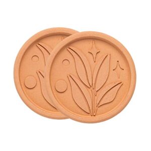 goodful brown sugar saver and softener disc with elegant leaf design, multiple uses for food storage containers, reusable and food safe, terracotta, 2 pack