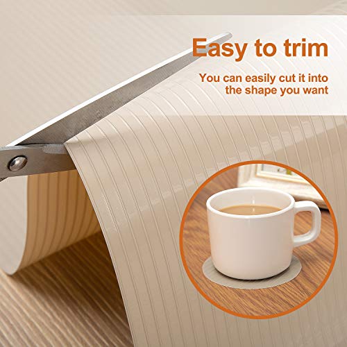 SinhRinh Drawer and Shelf Liner, 12IN x 20FT Non Slip Non Adhesive Cabinet Liner for Kitchen and Desk - Beige Ribbed