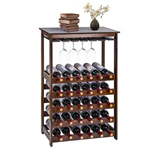 beyond your thoughts 30 bottles wine rack with glasses holder freestanding wine shelf storage wine rack for home kitchen dining room