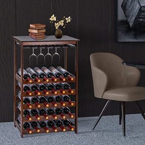 Beyond Your Thoughts 30 Bottles Wine Rack with Glasses Holder Freestanding Wine Shelf Storage Wine Rack for Home Kitchen Dining Room
