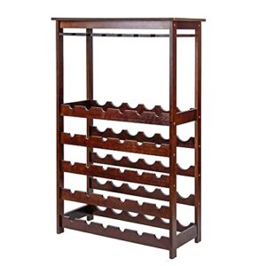 Beyond Your Thoughts 30 Bottles Wine Rack with Glasses Holder Freestanding Wine Shelf Storage Wine Rack for Home Kitchen Dining Room