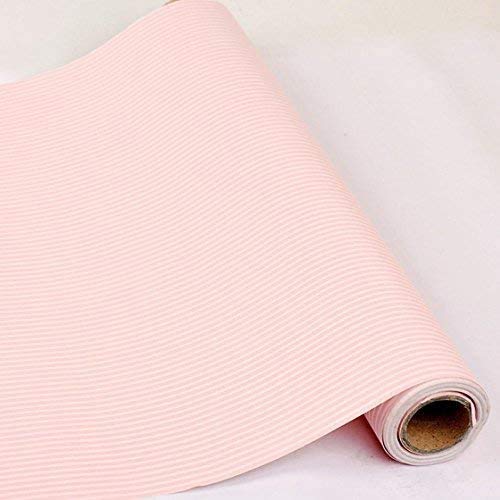 HOYOYO 17.8 x 78 Inches Self-Adhesive Liner Paper, Removable Shelf Liner Wall Stickers Dresser Drawer Peel Stick Kitchen Home Decor, Pink White Stripes