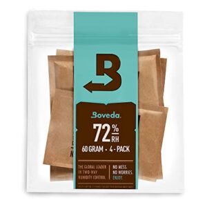 boveda 72% rh 2-way humidity control – restores & maintains humidity – all in one solution for humidification- patented technology – convenient & versatile – 4 count resealable bag
