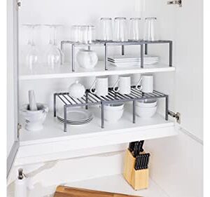 4 Piece Extendable Shelf Organizer Grey