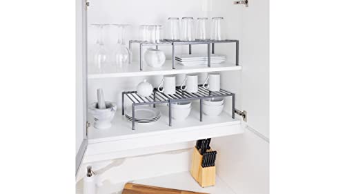 4 Piece Extendable Shelf Organizer Grey