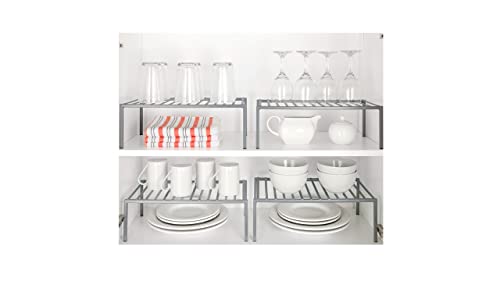 4 Piece Extendable Shelf Organizer Grey