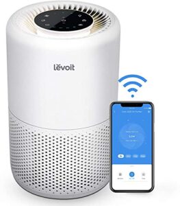 levoit air purifiers for home large room, smart wifi alexa control, h13 true hepa filter, removes 99.97% of pollutants, covers up to 915 sq.foot, 24db quiet cleaner for bedroom, core 200s, white