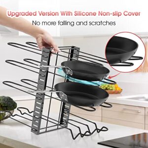 G-TING Pot Rack Organizers, 8 Tiers Pots and Pans Organizer for Kitchen Organization & Storage, Adjustable Pot Lid Holders & Pan Rack for Kitchen, Lid Organizer for Pots and Pans With 3 DIY Methods