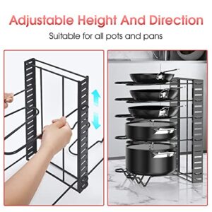 G-TING Pot Rack Organizers, 8 Tiers Pots and Pans Organizer for Kitchen Organization & Storage, Adjustable Pot Lid Holders & Pan Rack for Kitchen, Lid Organizer for Pots and Pans With 3 DIY Methods