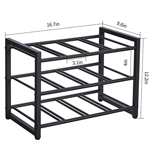 Honiter 12 Bottle Wine Rack Countertop, Storage Wine Rack Freestanding Floor, Display Storage Wine Rack, Industrial Metal Wine Shelf Organizer for Cabinet Tabletop Bar Cellar, Black