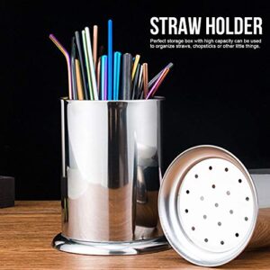 Coffee Stirrers Holder, High Capacity Kitchen Storage Holder Draining Hole Design Safe Cutlery Storage Box Space Saving for Straw Spoon Fork(S)