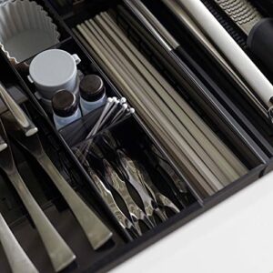 YAMAZAKI Home Expandable Cutlery Kitchen Angled Utensils Storage Multi-Compartment Silverware Organizer Drawer Insert Tray, Plastic, Adjustable, Expandable, No Assembly Req.