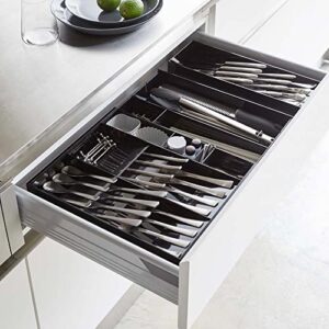 YAMAZAKI Home Expandable Cutlery Kitchen Angled Utensils Storage Multi-Compartment Silverware Organizer Drawer Insert Tray, Plastic, Adjustable, Expandable, No Assembly Req.