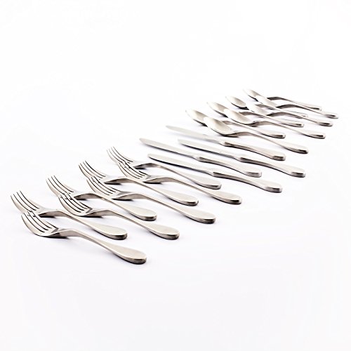 Knork Original Collection Cutlery Utensils 18/10 Stainless Steel Flatware Set, 20 Piece, Matte Silver & Storage Tray/Flatware Organizer, large, Weathered Gray