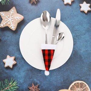 TIESOME 20Packs Christmas Santa Hat Silverware Holders, Tableware Holder Storage Xmas Party Cutlery Holder Dinner Table Decoration Supplies Flatware Decor