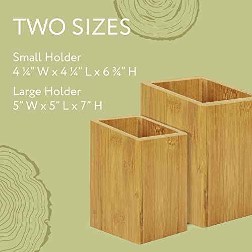 [2 Sizes] Deep Bamboo Cutlery Organizer for Clutter-Free Kitchen – Stylish Kitchen Utensil Organizer for Elegant Display – Sturdy Silverware Holder for Easy Accessibility – Countertop Cutlery Holder