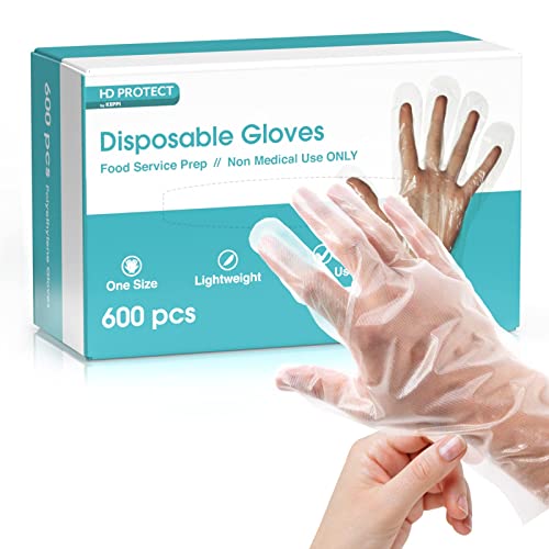 Keppi 600pcs Plastic Gloves | BPA & Latex Free | Perfect Food Handling Gloves | Food Safe Disposable Gloves for Cooking | Bulk Food Safe Gloves | One Size Great Fit