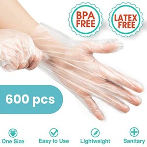 Keppi 600pcs Plastic Gloves | BPA & Latex Free | Perfect Food Handling Gloves | Food Safe Disposable Gloves for Cooking | Bulk Food Safe Gloves | One Size Great Fit