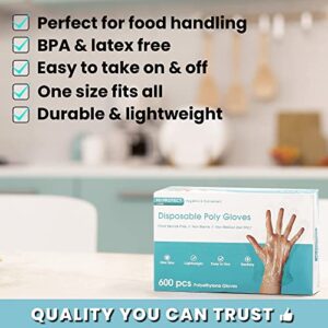 Keppi 600pcs Plastic Gloves | BPA & Latex Free | Perfect Food Handling Gloves | Food Safe Disposable Gloves for Cooking | Bulk Food Safe Gloves | One Size Great Fit