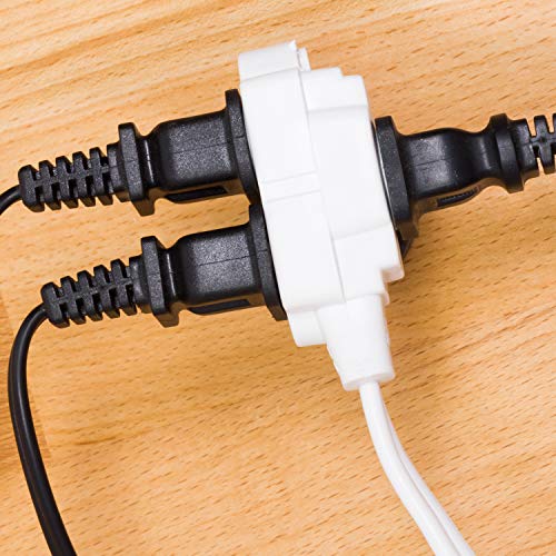 GE home electrical 3-Outlet Power Strip, 12 Ft Extension Cord, 2 Prong, 16 Gauge, Twist-to-Close Safety Outlet Covers, Indoor Rated, Perfect for Home, Office or Kitchen, UL Listed, White, 51954