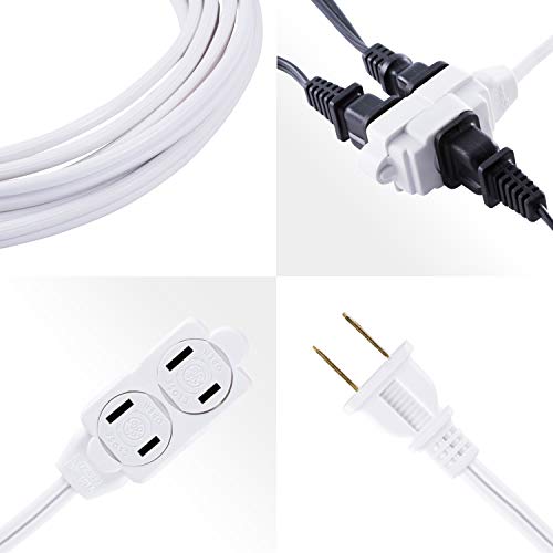 GE home electrical 3-Outlet Power Strip, 12 Ft Extension Cord, 2 Prong, 16 Gauge, Twist-to-Close Safety Outlet Covers, Indoor Rated, Perfect for Home, Office or Kitchen, UL Listed, White, 51954