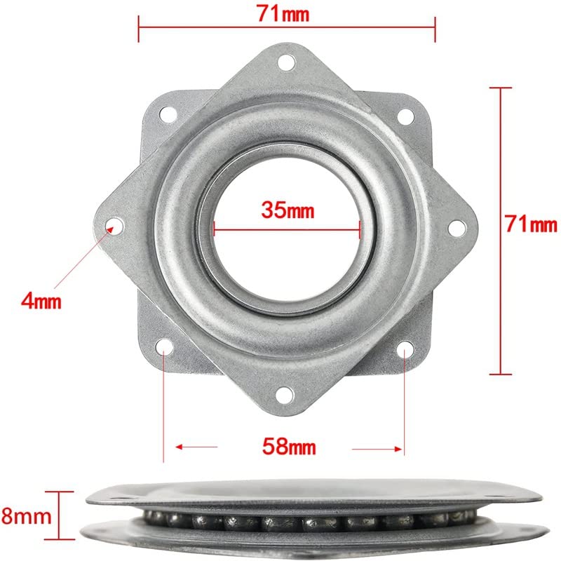 ZCZQC 4pcs Turntable Bearings 3" Square Lazy Susan 150 lbs Bearings Plate 360 Degree Rotating Display Stand Furniture Hardware