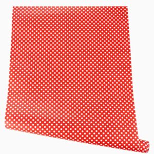 GLOW4U Self Adhesive Vinyl Red Polka Dot Contact Paper Shelf Drawer Liner Cabinets Dresser Furniture Liner Sticker Wall Crafts Decal Film 17.7X78.7 Inches