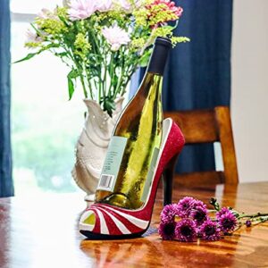 Hilarious Home High Heel Wine Bottle Holder - Four Attractive Style Variations Available (Striped)