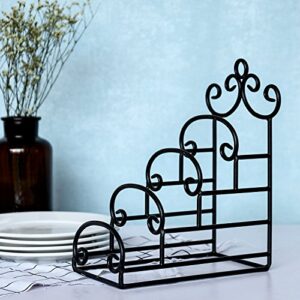 MyGift 4-Tier Vintage-Style Metal Scrollwork Plate Display Stand